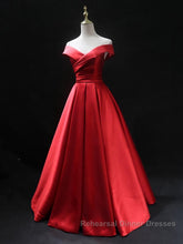 Off the Shoulder Red Long Semi Formal Prom Dresses, Red Off Shoulder Long Formal Evening Dresses